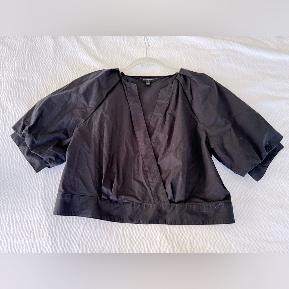 NWT Banana Republic Factory Black Short Sleeve Blouse